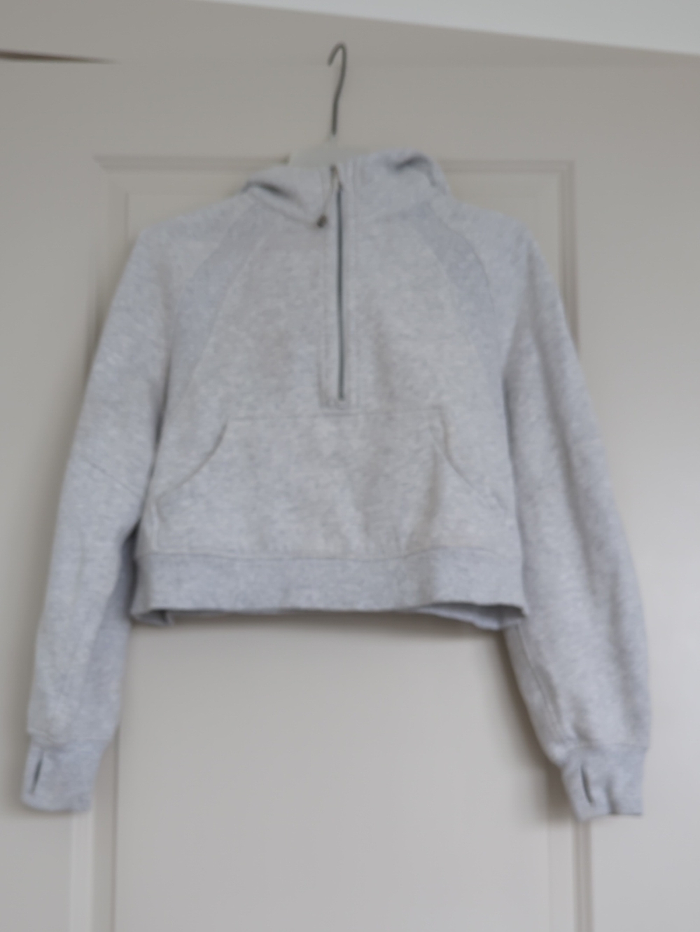 Lululemon Scub Cropped Oversized Half Zip Hoodie Light Gray - XS / S
